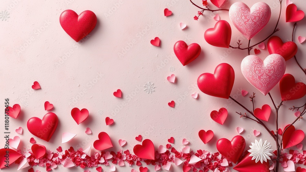 Obraz premium Romantic background with hearts.