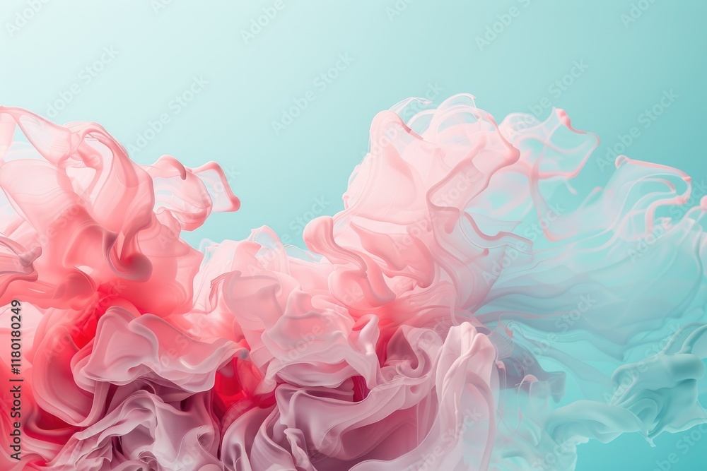 Fototapeta premium Abstract pastel pink paint on blue background with copy space.