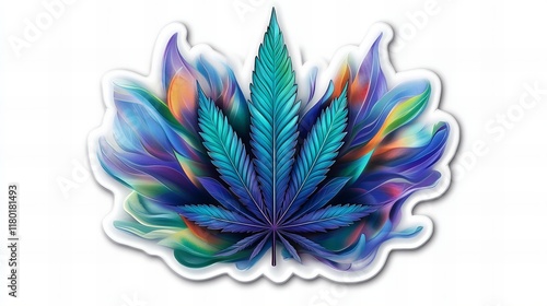 Vibrant cannabis leaf artwork.  Bold colors and dynamic design. photo