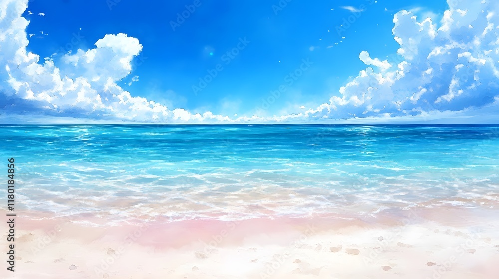 Serene Beachscape Under a Blue Summer Sky Serene Beachscape Under a Blue Summer Sky