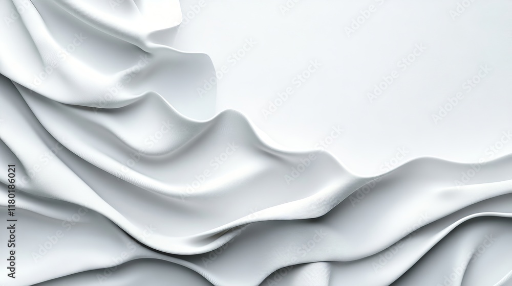 Obraz premium A white fabric with folds and folds on a white background