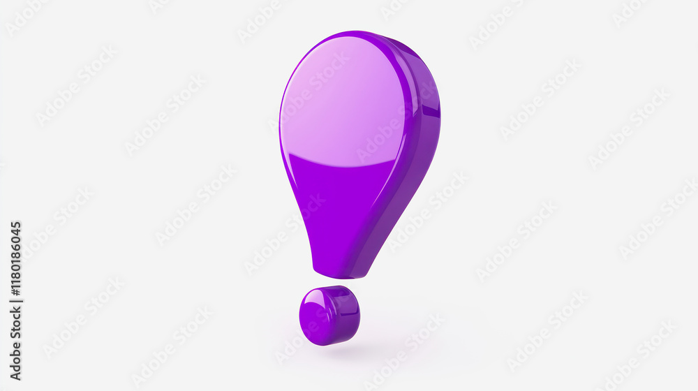 Creative design featuring a vibrant purple exclamation mark on a plain background Creative design featuring a vibrant purple exclamation mark on a plain background