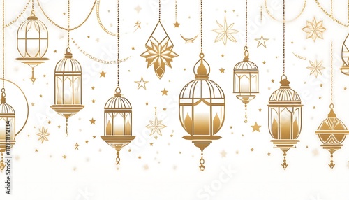 Elegant Ramadan Kareem Backgrounds with Islamic Lanterns and Crescent Moon Theme