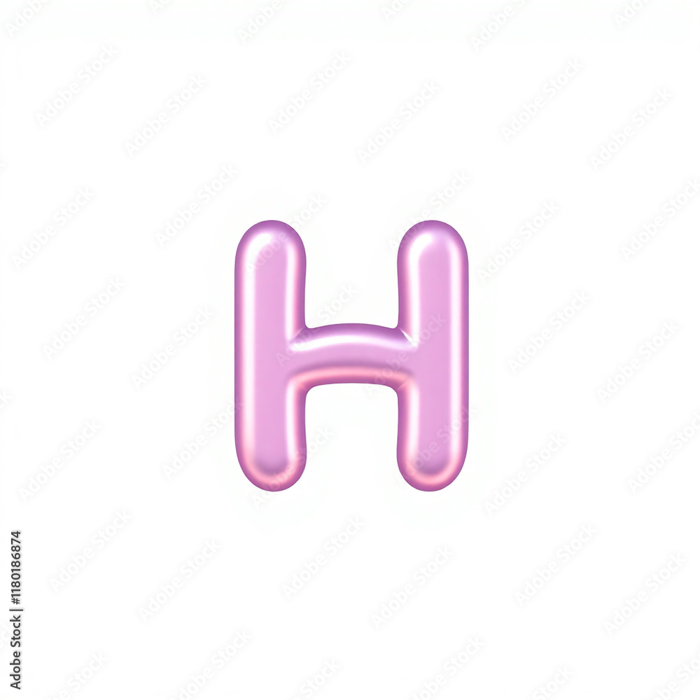 Pink letter H, 3D render Pink letter H, 3D render