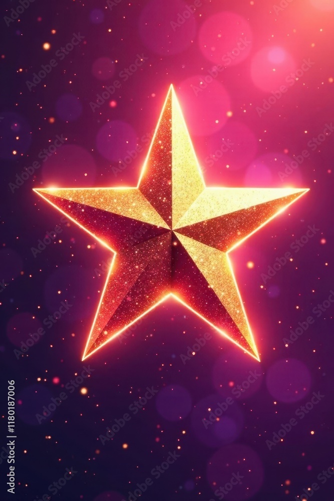 Shimmering gold star with glowing sparks in a gradient of pink and purple hues, shimmer, rainbow Shimmering gold star with glowing sparks in a gradient of pink and purple hues, shimmer, rainbow