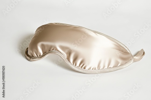 Satin sleep mask in soft beige color, designed for comfort and r photo