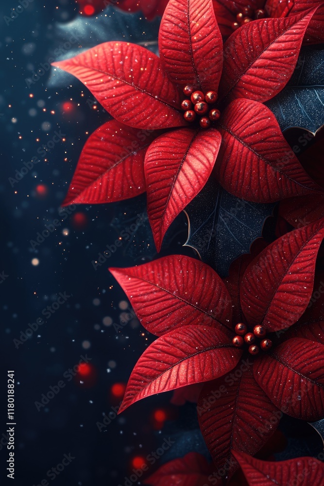 Obraz premium A detailed view of a bright red flower set against a dark black backdrop