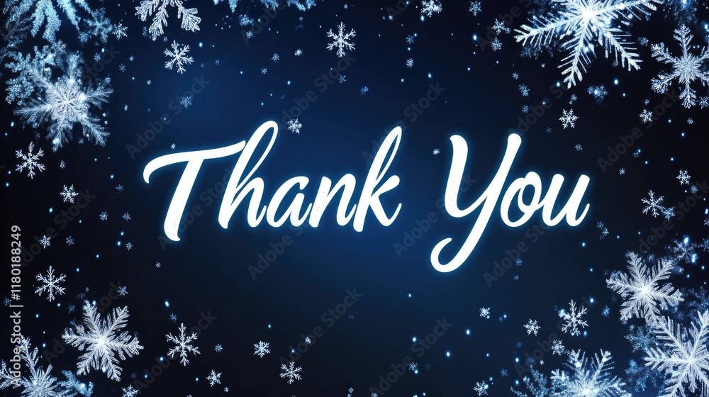 This vibrant winter-themed thank you banner features stylish typography surrounded by delicate snowflakes, perfect for expressing gratitude during the holiday season This vibrant winter-themed thank you banner features stylish typography surrounded by delicate snowflakes, perfect for expressing gratitude during the holiday season
