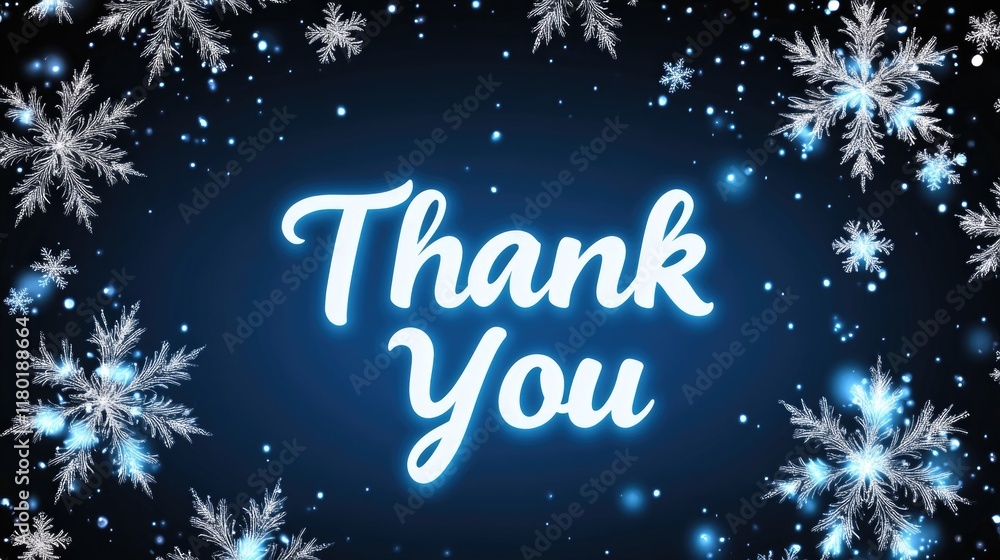 Bright thank you message surrounded by snowflakes and a dark background, perfect for a winter celebration of gratitude during Thank You Day Bright thank you message surrounded by snowflakes and a dark background, perfect for a winter celebration of gratitude during Thank You Day