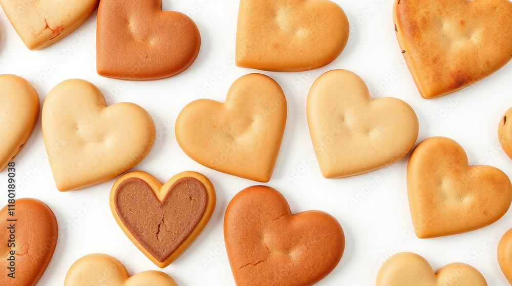 Heart shaped cookies on white background Heart shaped cookies on white background