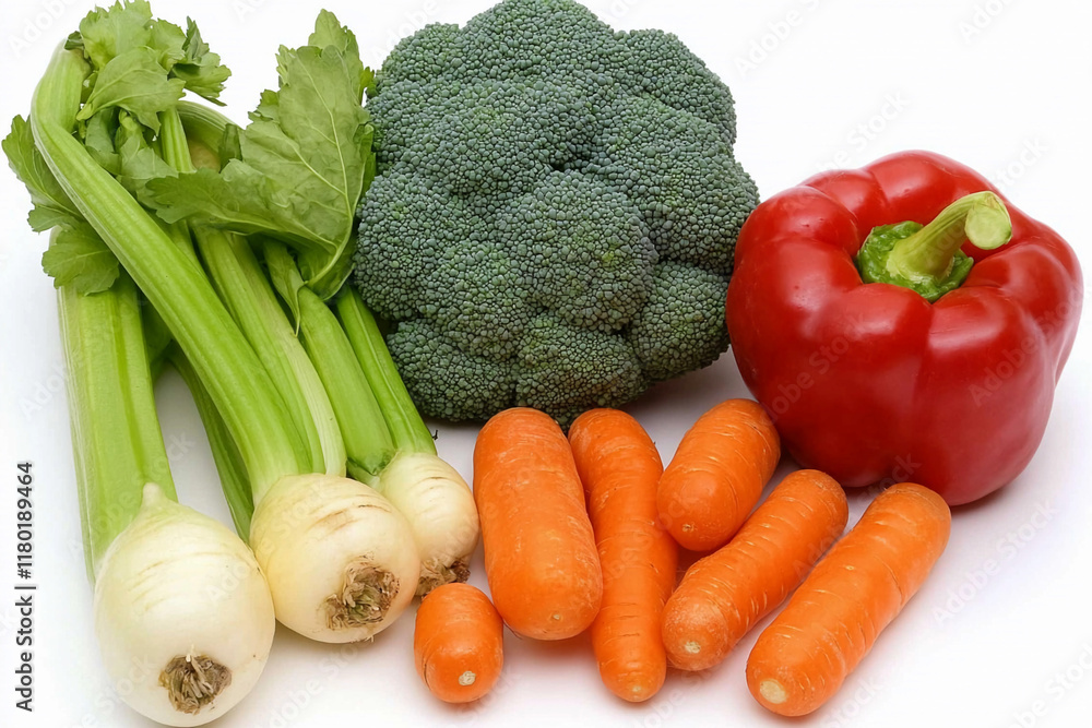 Fresh vegetables arranged on a clean surface Fresh vegetables arranged on a clean surface