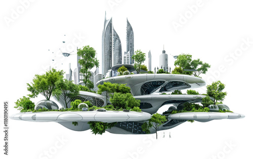 A High-Tech City Park Featuring Cutting-Edge Technology and Design Isolated on Transparent Background PNG