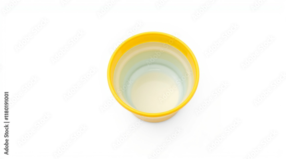 Top view of milk in a yellow cup Top view of milk in a yellow cup