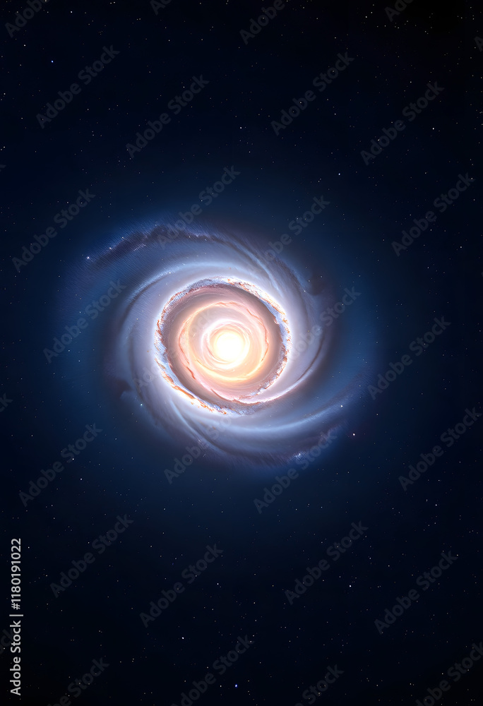 Obraz premium Universe with a spiral spinning galaxy in the center, smooth light, with white tones