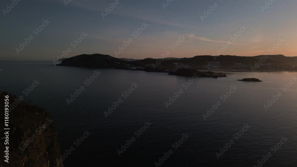 Beautiful Drone Aerial of Trinity, Newfoundland and Labrador's Coastline at Sunrise Beautiful Drone Aerial of Trinity, Newfoundland and Labrador's Coastline at Sunrise