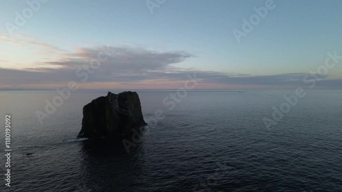 Beautiful Drone Aerial of Trinity, Newfoundland and Labrador's Coastline at Sunrise