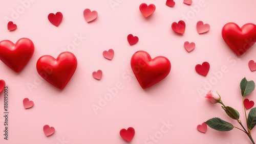 Romantic background with hearts.