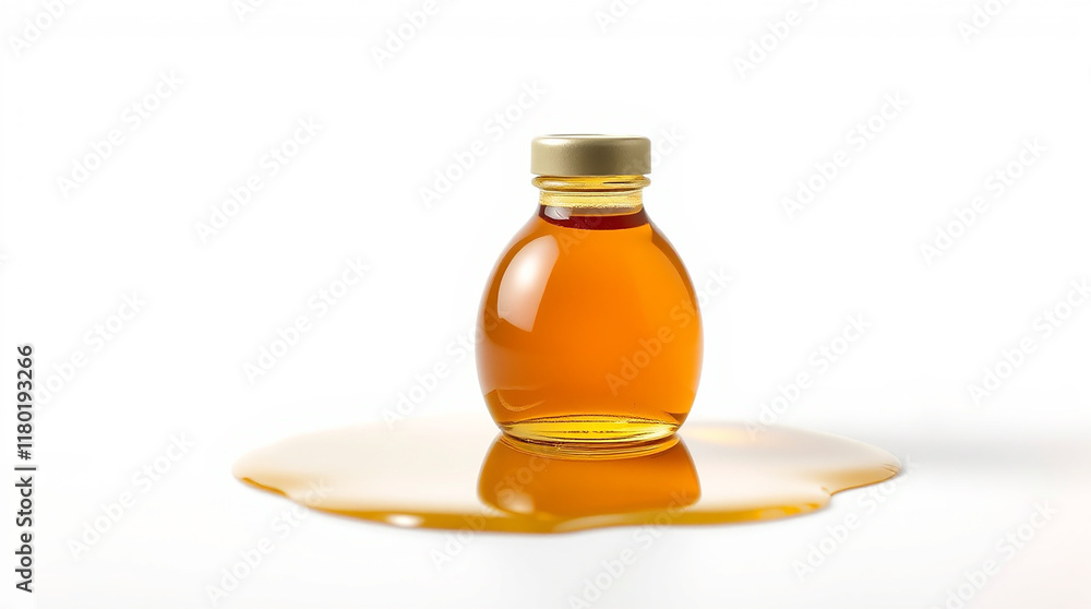 Spilled maple syrup in a bottle Spilled maple syrup in a bottle