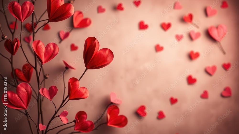 Obraz premium Romantic background with hearts.