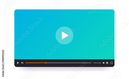 Video media player - Simple vector illustration graphic of digital movie or film window frame with play buttons and user interface. Vector illustration on white background