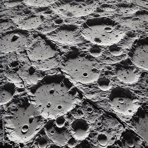 Detailed lunar craters on moon’s surface