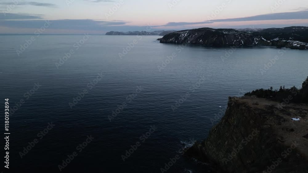 Beautiful Drone Aerial of Trinity, Newfoundland and Labrador's Coastline at Sunrise Beautiful Drone Aerial of Trinity, Newfoundland and Labrador's Coastline at Sunrise