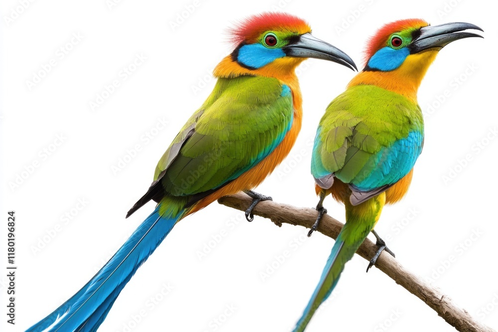 Colorful birds sitting on a branch Colorful birds sitting on a branch