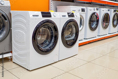 A home appliance store. A washer. Electrical equipment. photo