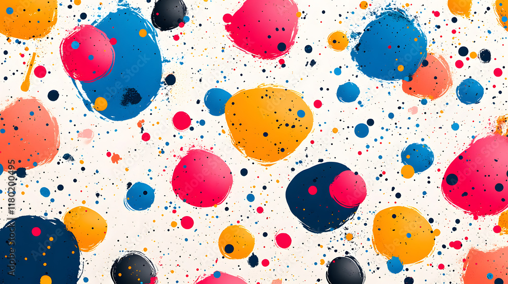 Joyful Vibrance: Dynamic Seamless Pattern of Bright Dashed Spots for Trendy Home Decor Joyful Vibrance: Dynamic Seamless Pattern of Bright Dashed Spots for Trendy Home Decor