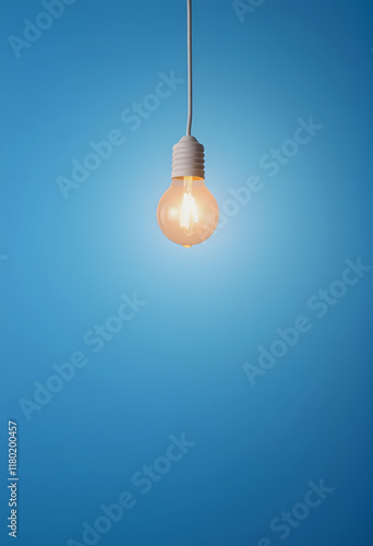 A solitary lightbulb illuminating a blue background, offering space for creativity and innovation., origami, with white tones