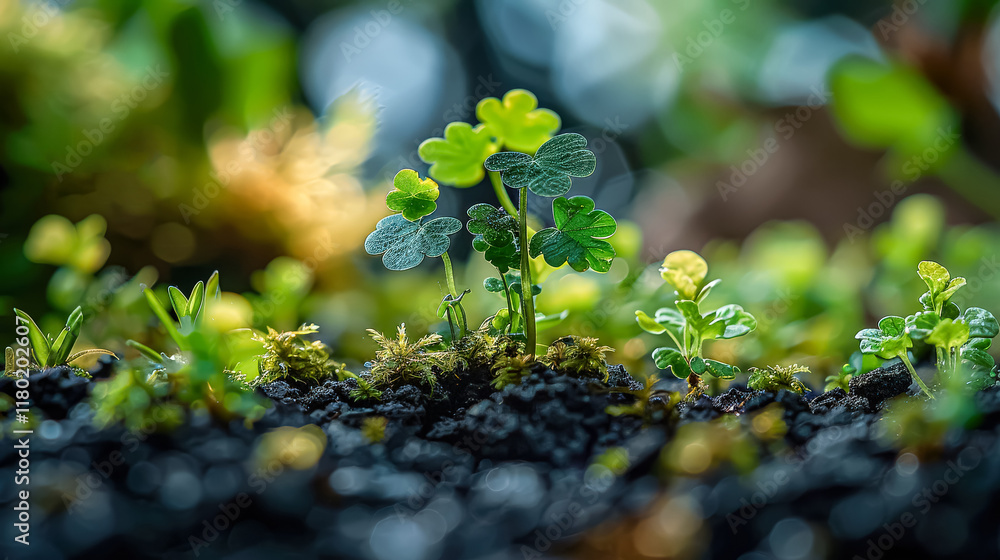 Small plant is growing in a patch of dirt Small plant is growing in a patch of dirt