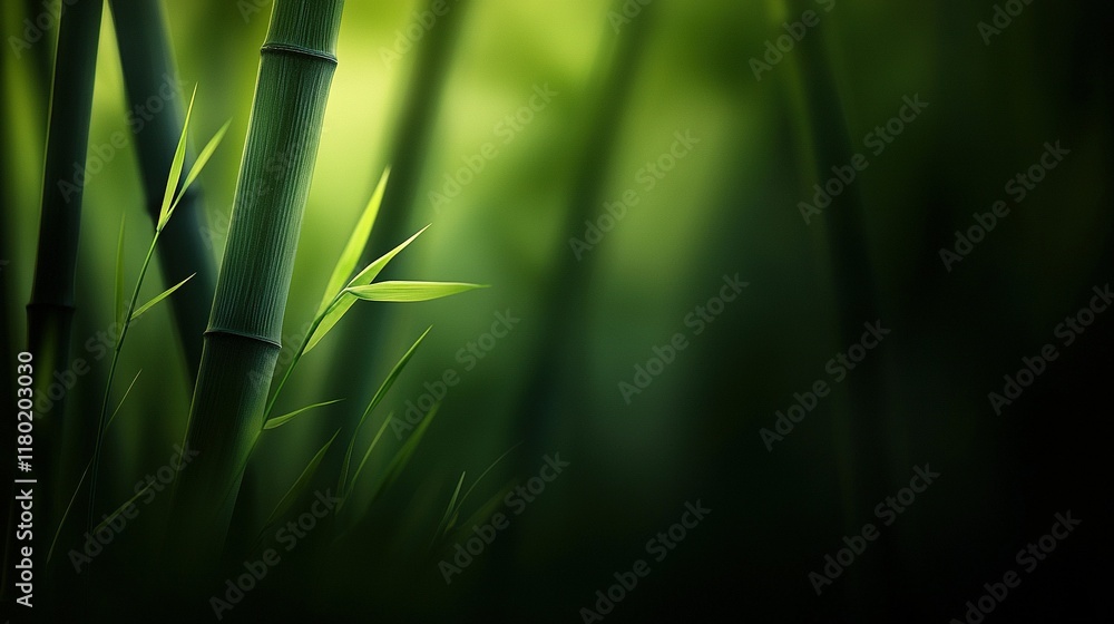 Obraz premium A clear depiction of the front of a bamboo plant with a slight focus on its leaves in the background
