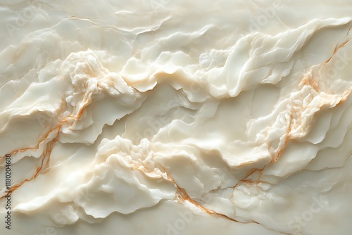 Creamy white marble texture with swirling, wave-like patterns and subtle orange veining.