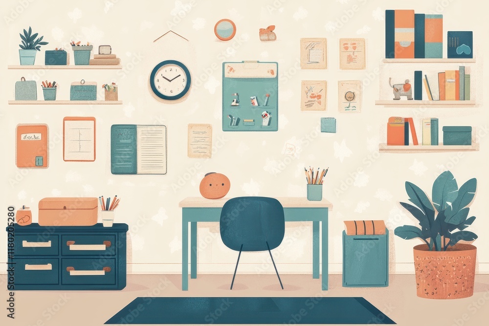 A Cozy Home Office Workspace With Plants and Books A Cozy Home Office Workspace With Plants and Books