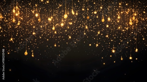 Wallpaper Mural Golden Lights Dripping With Sparkling Stars Torontodigital.ca