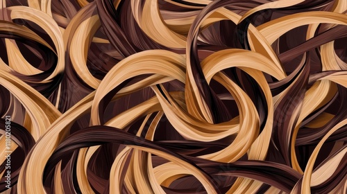 Abstract Art with Brown and Beige Swirling Lines