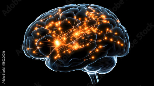 Glowing Neural Brain Network – Futuristic Visualization of Artificial Intelligence and Connectivity