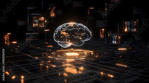 Glowing Neural Brain Network – Futuristic Visualization of Artificial Intelligence and Connectivity