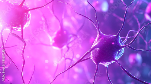 Glowing Neural Cell with Dendrites – Futuristic Visualization of Brain Activity