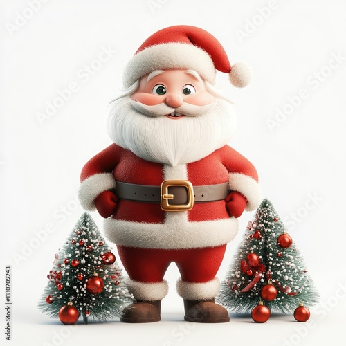 Santa Claus with a decorated Christmas tree