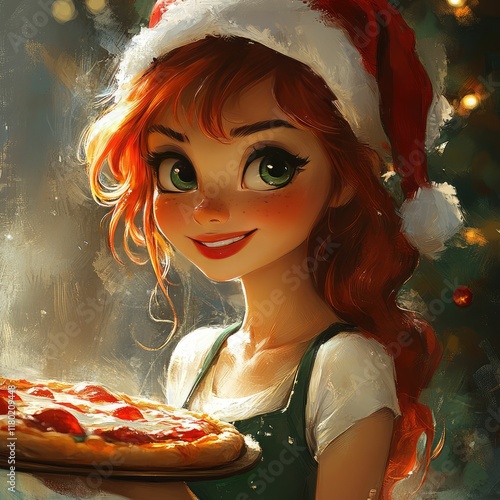 the picture of the girl with the hot pizza
