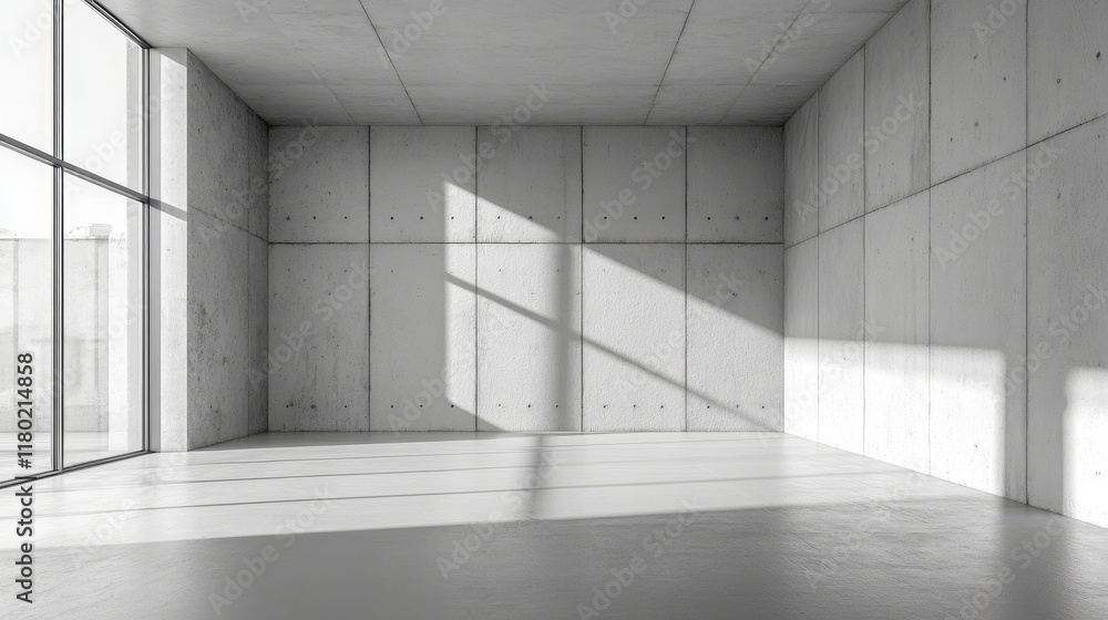 Obraz premium Grey 3D-rendered empty and light abstract concrete room interior.