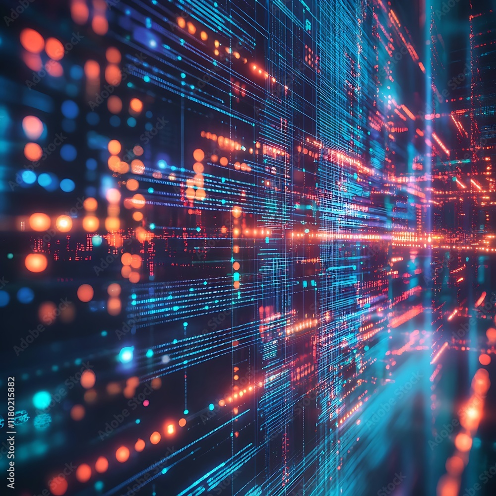 Fototapeta premium High tech abstract data flow illustrated with vibrant colorful patterns