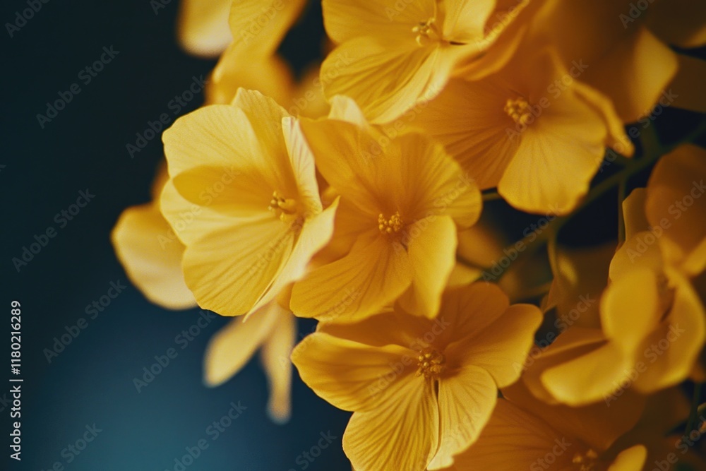 Obraz premium Close-up view of a bunch of bright yellow flowers, ideal for use in still life photography or as a decorative element,
