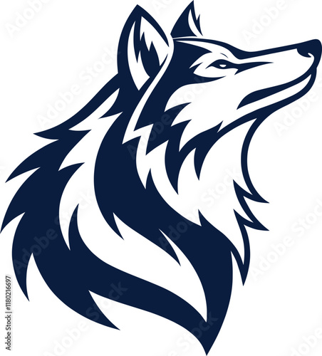 wolf silhouette vector line art logo design