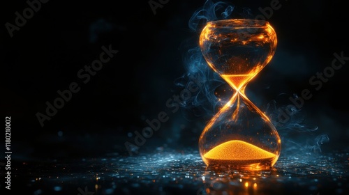 An hourglass shape formed by glowing orange smoke.