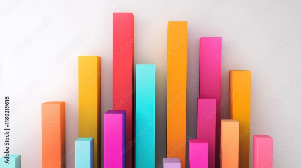 Modern data visualization with colorful bar graphs on a minimalist background. isolated on white background. Modern data visualization with colorful bar graphs on a minimalist background. isolated on white background.