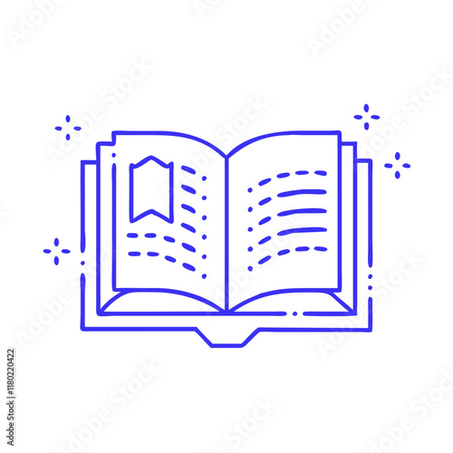 Illustration of an open book with a bookmark for education and reading themes