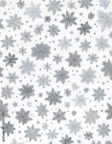 Winter wonderland: Delicate snowflakes adorn a white background, creating a serene and festive atmosphere.