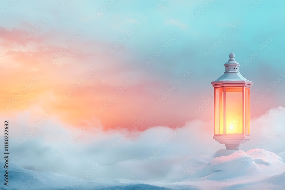 Valentine's day love lantern in misty setting romantic nature scene soft light glow Valentine's day love lantern in misty setting romantic nature scene soft light glow